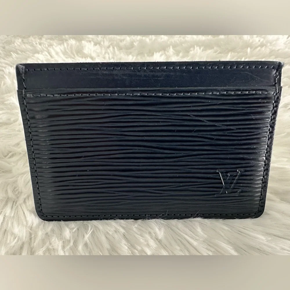 Authentic Louis‎ Vuitton Epi Leather NAVY Card Case Porte Carte Wallet